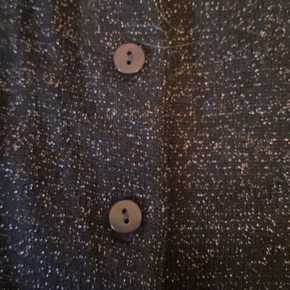Bloomingdale’s black and gold wool blend knit cardigan sweater. Size Small. - Picture 2 of 6